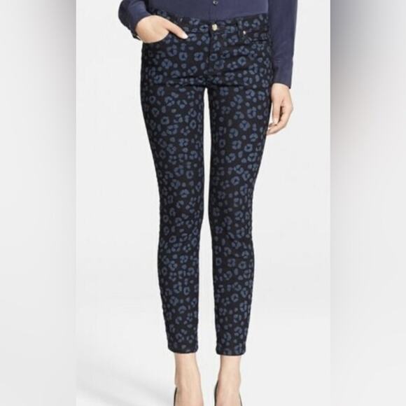 Kate Spade Jeans Broome Street Cheetah Print Jeans size 26 or 2 Navy Luxury - Picture 1 of 16